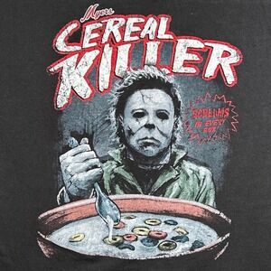 Halloween Michael Myers Cereal Killer Graphic T-Shirt Mens XL Black Horror Movie